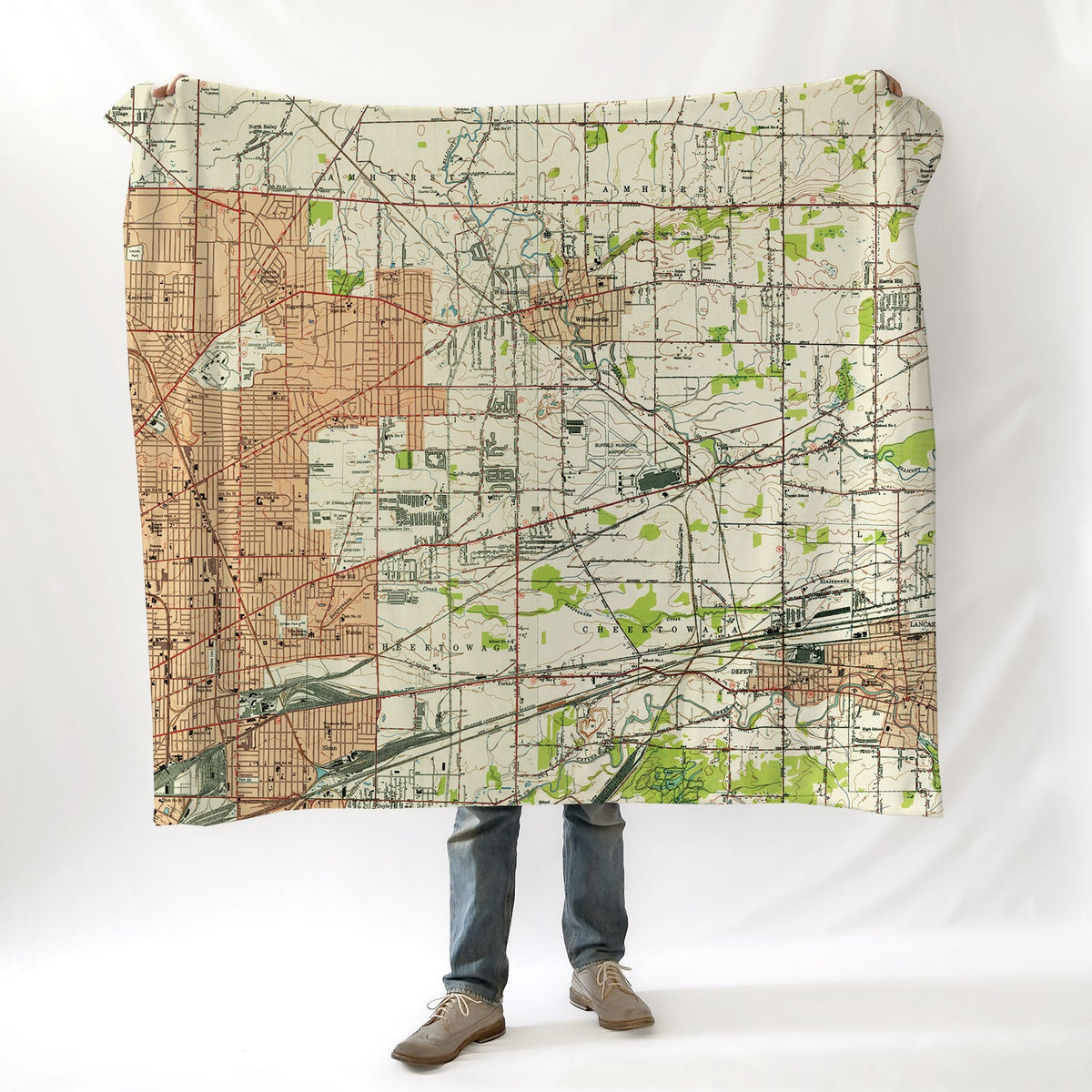 Williamsville, New York Vintage Map Blanket - Maritime Tribes USABlanket