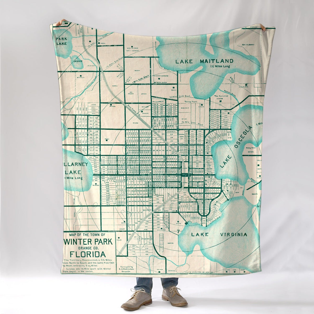 Winter Park, FL Vintage Map Blanket - Maritime Tribes USABlanket