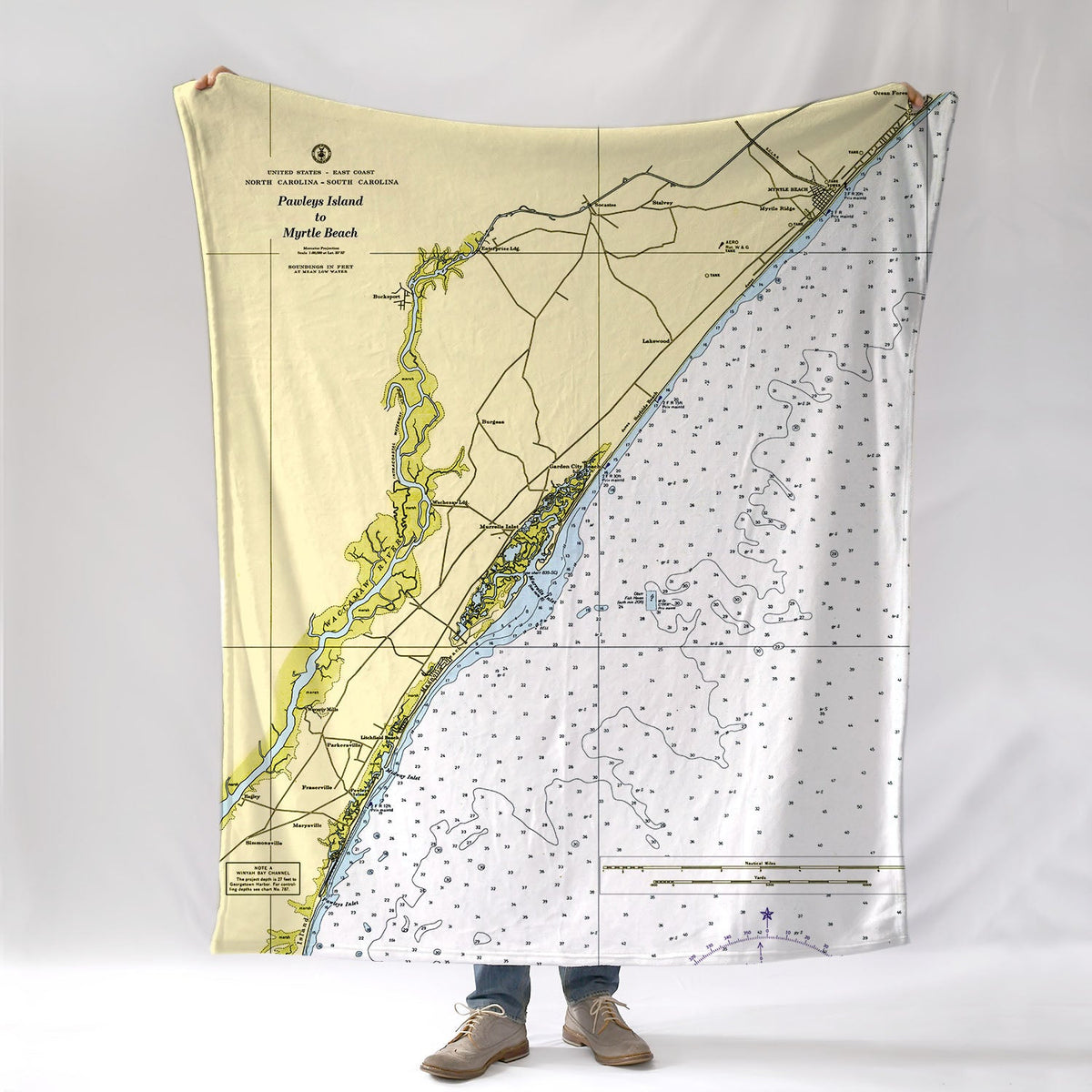 Winyah Bay to Myrtle Beach Chart Blanket - Maritime Tribes USABlanket