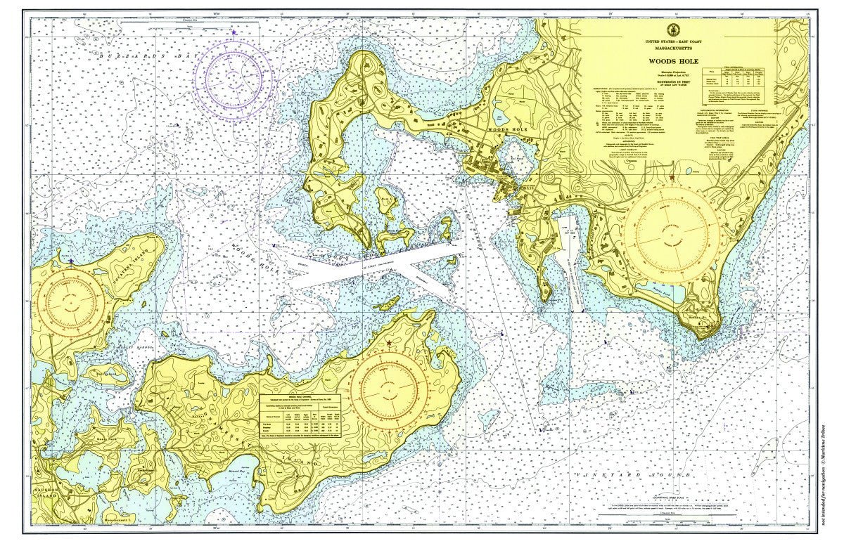 Woods Hole, MA Vintage Chart Placemat - Maritime Tribes USALaminated Placemat