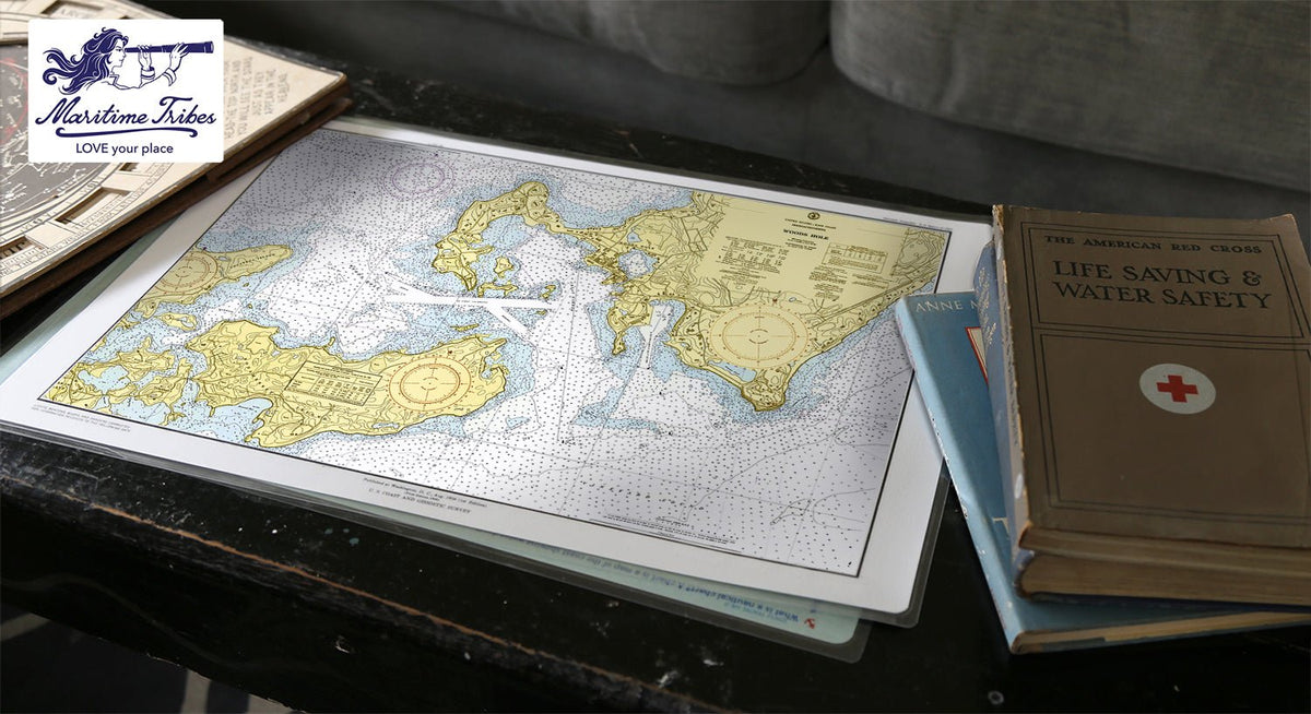 Woods Hole, MA Vintage Chart Placemat - Maritime Tribes USALaminated Placemat