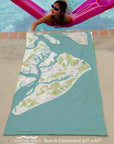 Hilton Head Sea Glass Style Map Quick Dry Towel