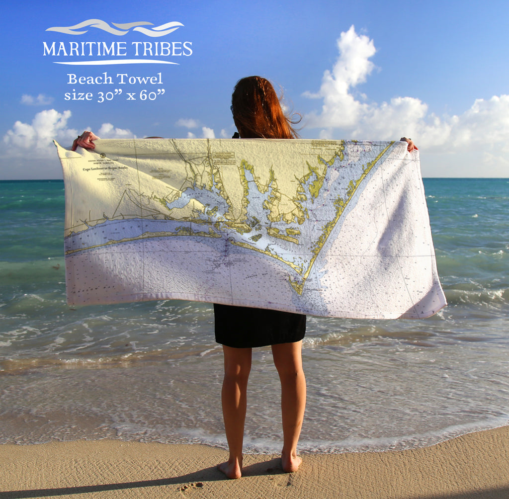 Beaufort, NC Nautical Chart Quick Dry Towel