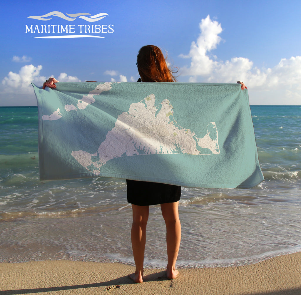 Martha's Vineyard Sea Glass Map Quick Dry Towel