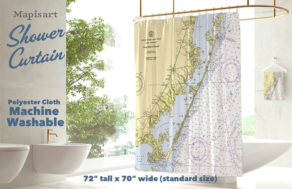 Jersey Shore Vintage Nautical Chart Shower Curtain