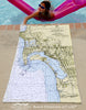 Approaches to San Diego Bay, CA Nautical Chart Quick Dry Towel