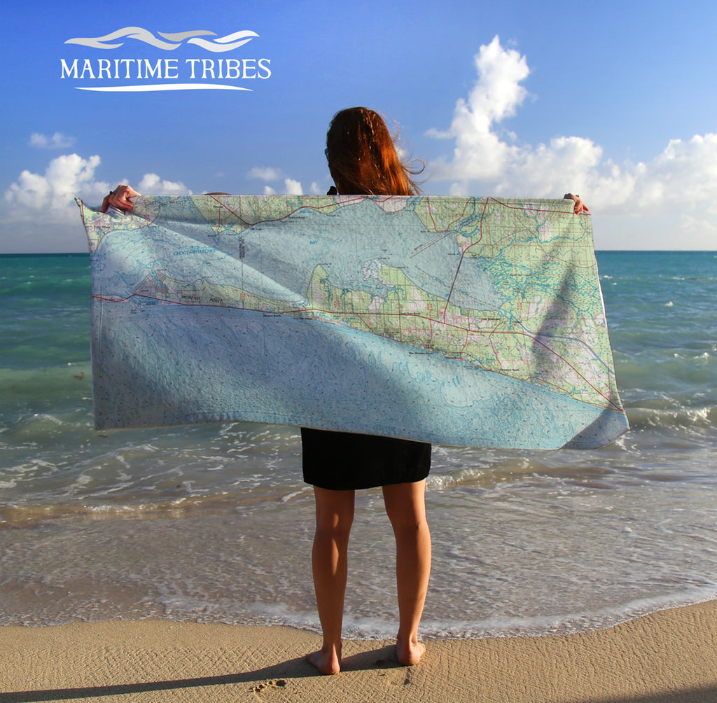 Destin Area Topo Map (seaside, fl) Quick Dry Towel