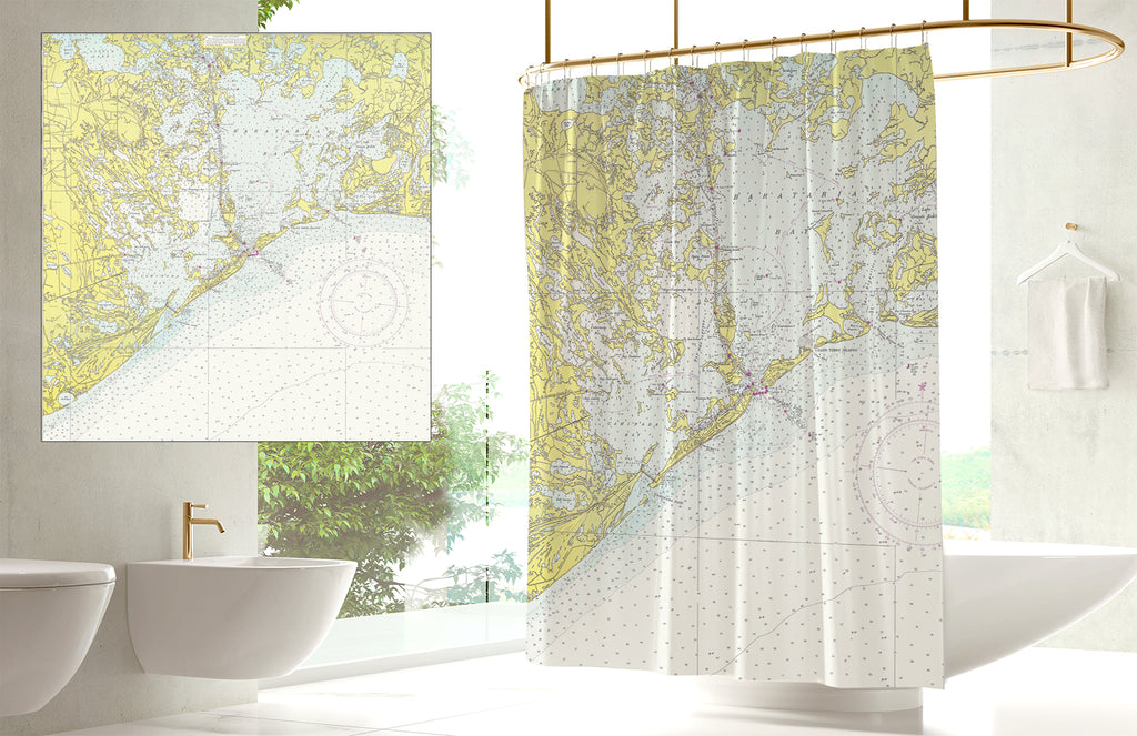 Grand Isle, LA Vintage Nautical Chart Shower Curtain