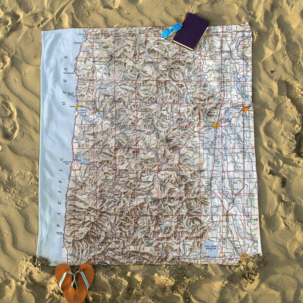 Oregon Coast Vintage Map Blanket