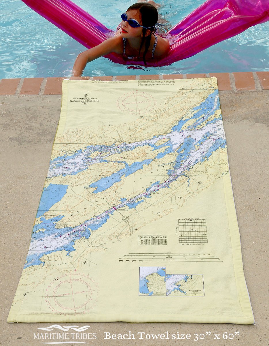 Alexandria Bay, NY - Nautical Chart Quick Dry Towel - Maritime Tribes USATowel