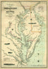 Antique Chesapeake Bay Civil War Era Map Canvas Wall Scroll - Maritime Tribes USAScroll
