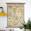 Antique Chesapeake Bay Civil War Era Map Canvas Wall Scroll - Maritime Tribes USAScroll