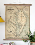 Antique Chesapeake Bay Civil War Era Map Canvas Wall Scroll - Maritime Tribes USAScroll