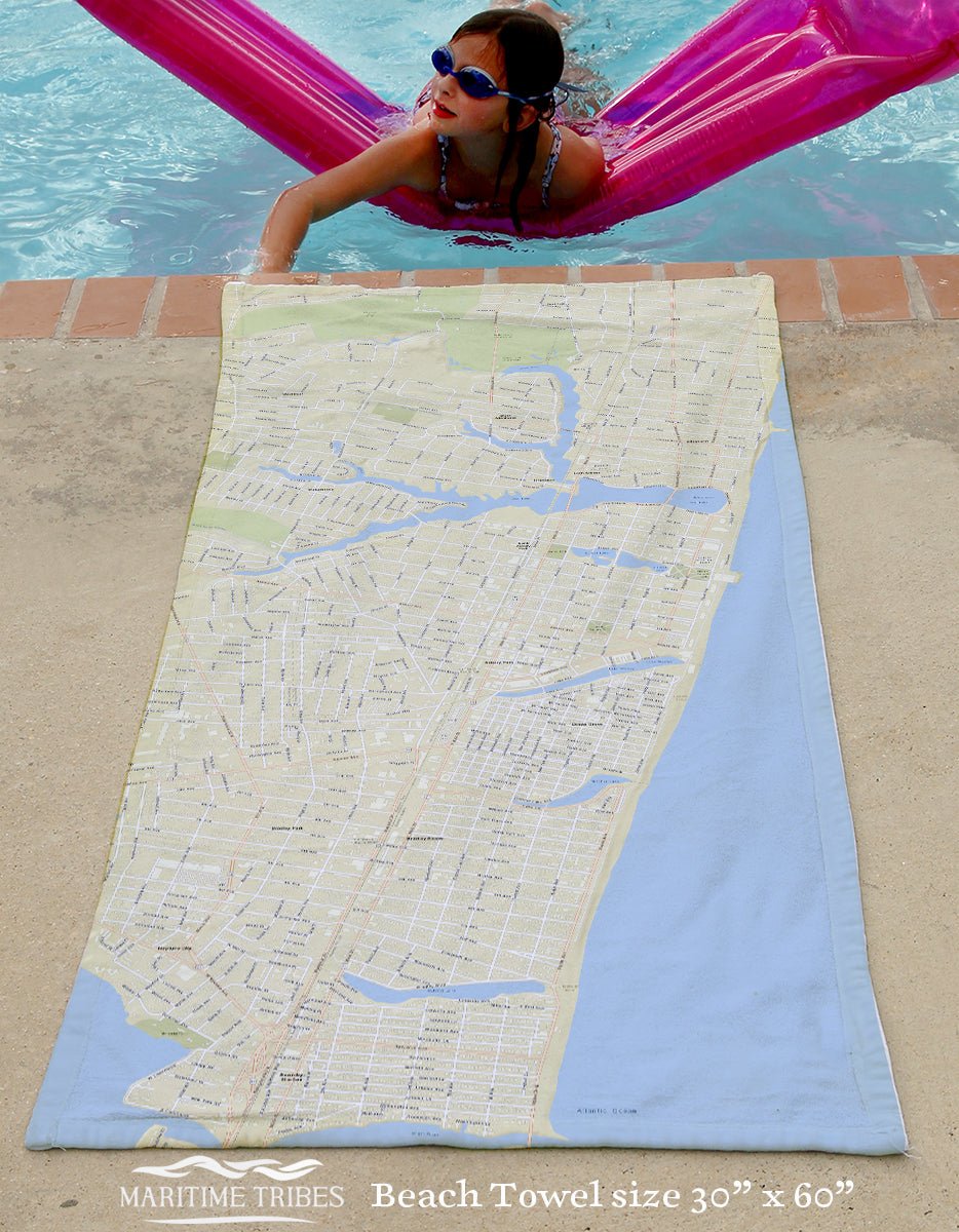 Asbury Park NJ Neighborhood Map Quick Dry Towel - Maritime Tribes USATowel