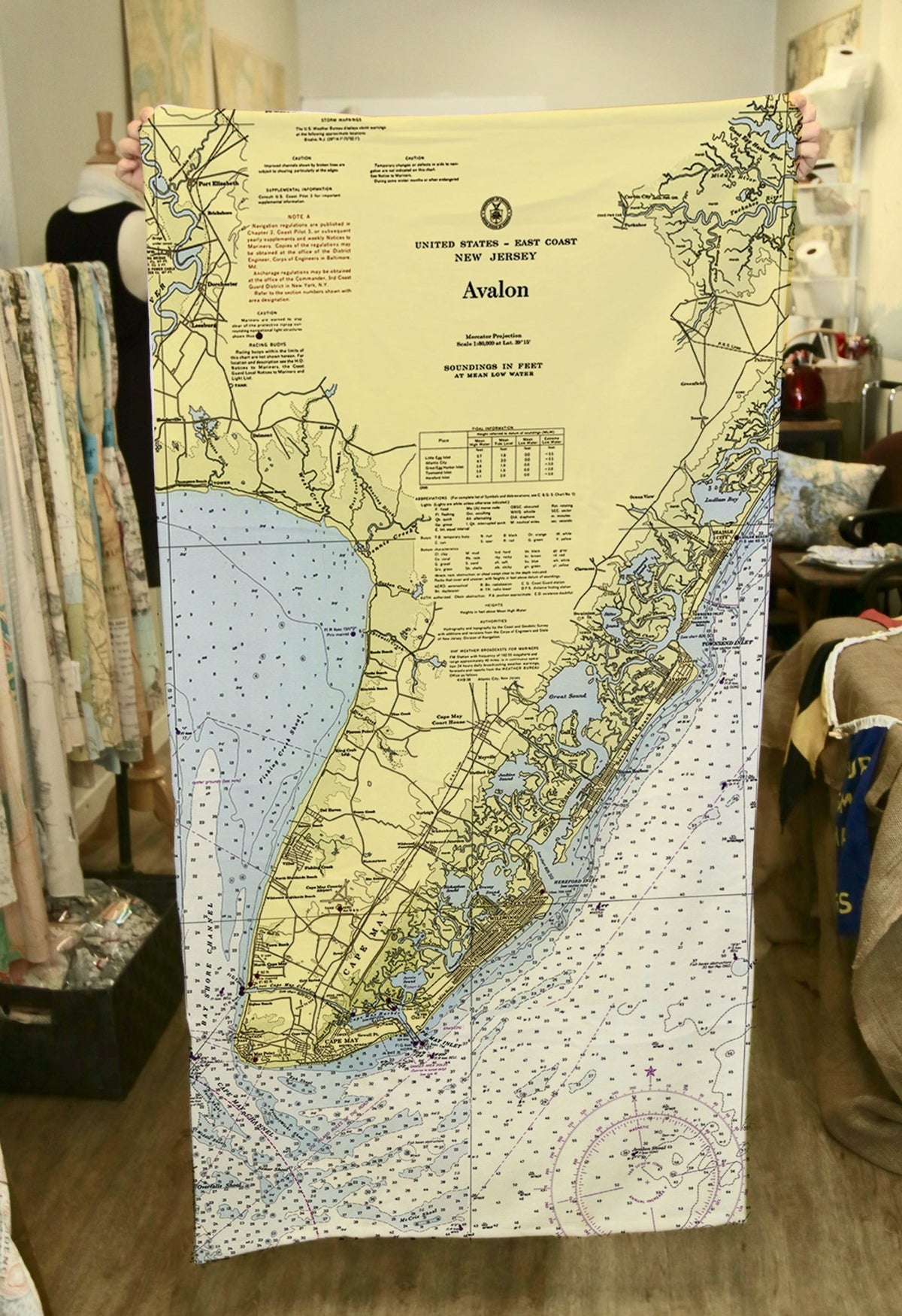 Avalon, NJ Vintage Nautical Chart Quick Dry Towel - Maritime Tribes USATowel