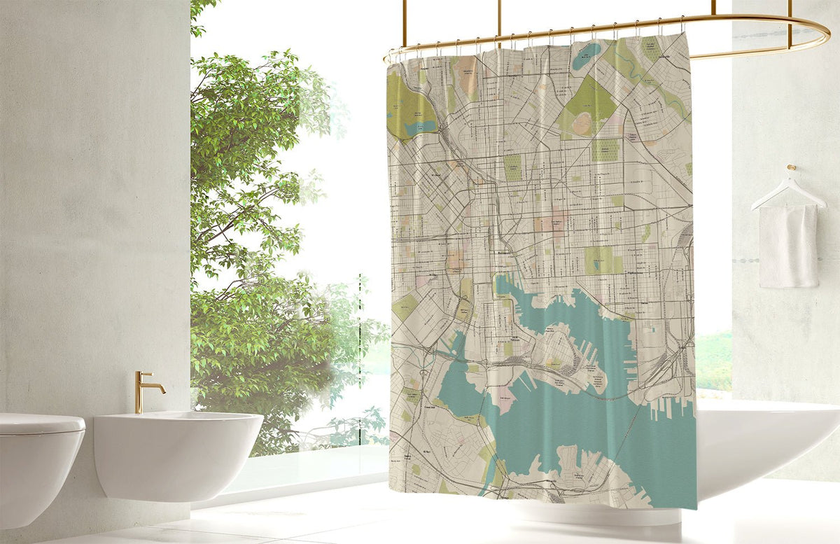 Baltimore MD Sea Glass Map Shower Curtain - Maritime Tribes USAShower Curtain