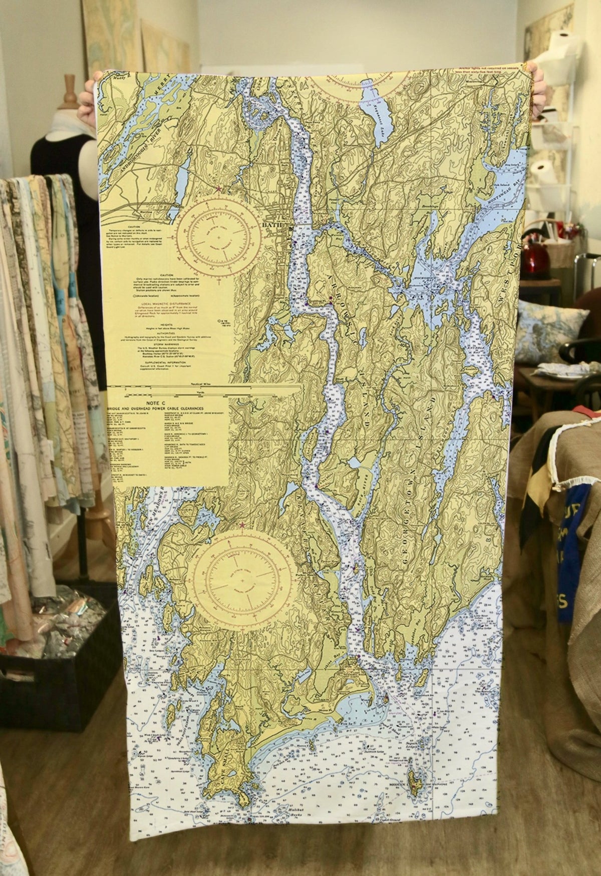 Bath to Cape Small Nautical Chart Quick Dry Towel - Maritime Tribes USATowel