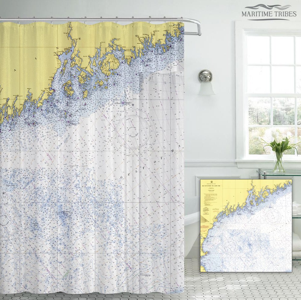 Bay of Fundy Chart (Coast of Maine) Shower Curtain - Maritime Tribes USAShower Curtain