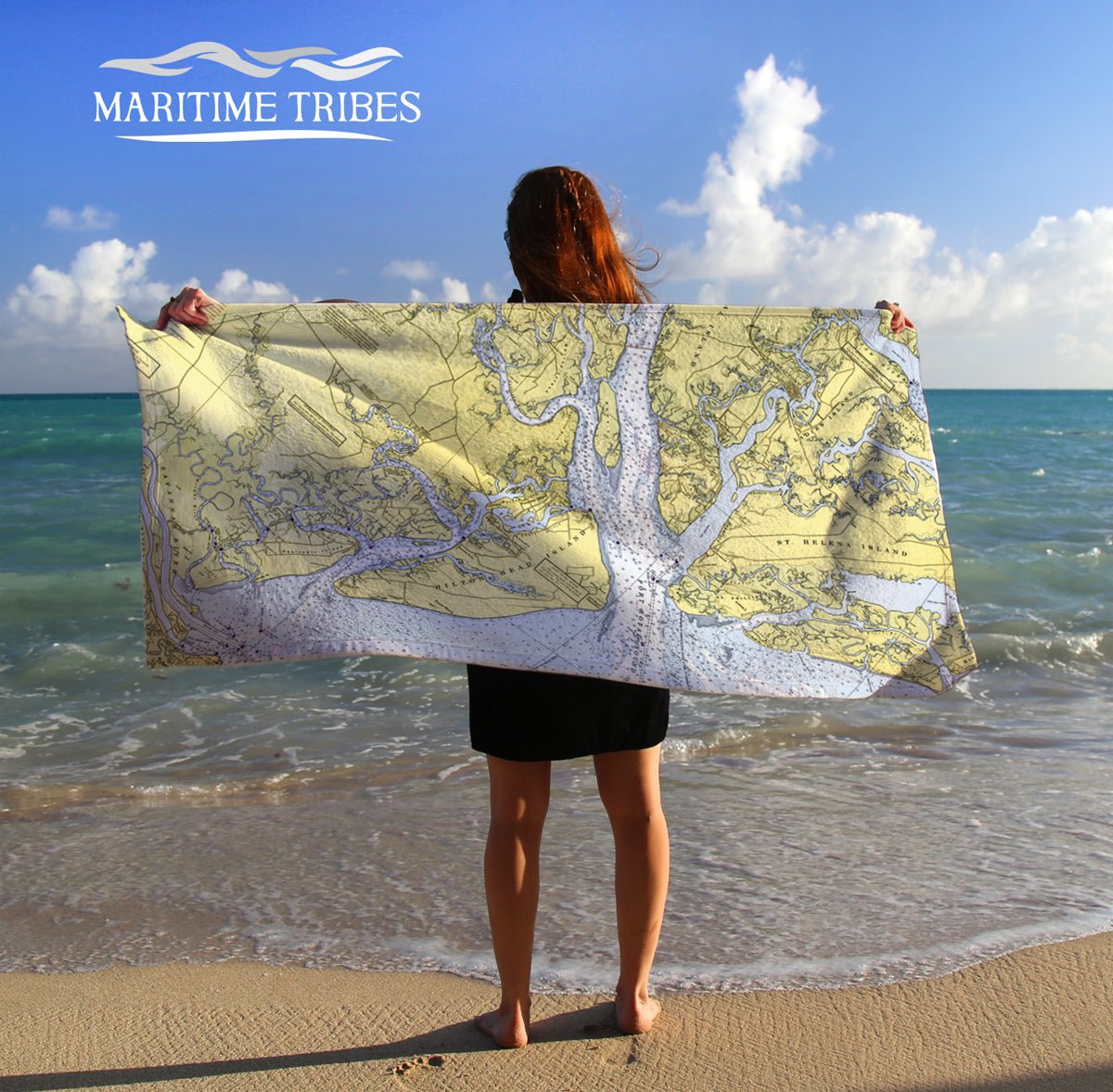 Beaufort, SC Chart Towel Quick Dry Towel - Maritime Tribes USATowel