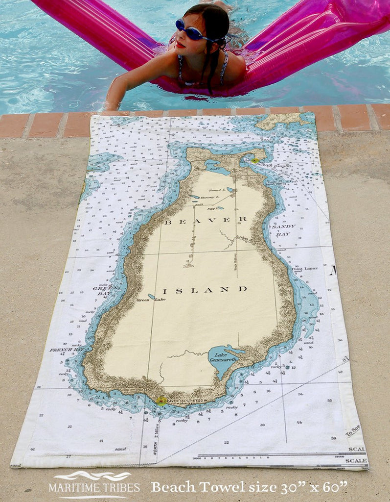 Beaver Island MI Nautical Chart Quick Dry Towel - Maritime Tribes USATowel