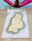 Beaver Island MI Nautical Chart Quick Dry Towel - Maritime Tribes USATowel