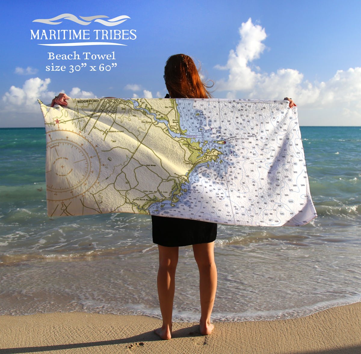 Biddeford Pool, Maine Nautical Chart Quick Dry Towel - Maritime Tribes USATowel