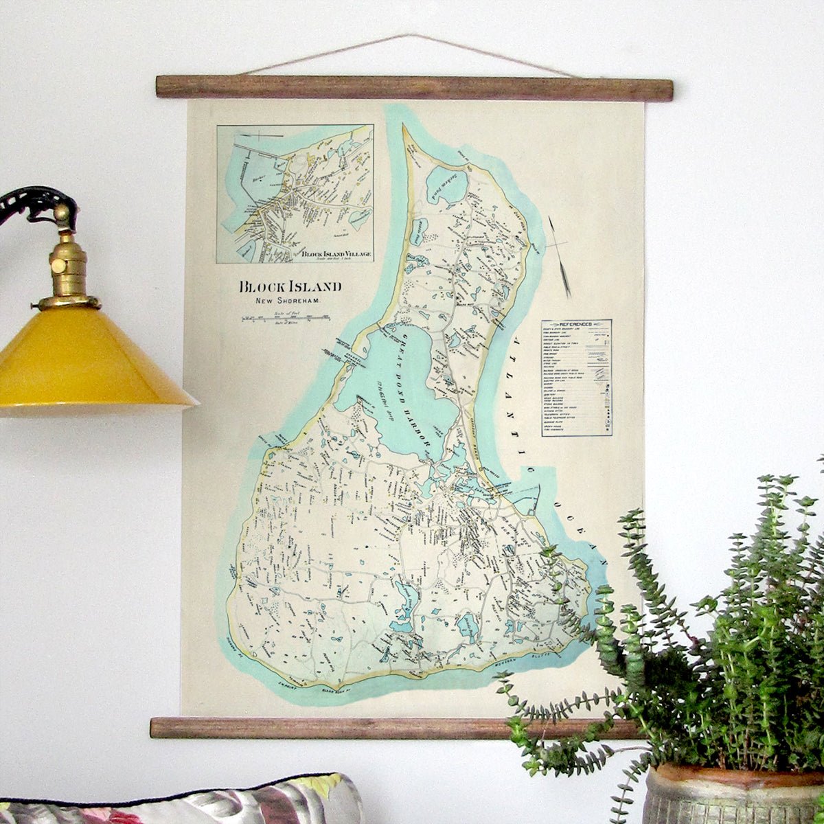 Block Island Antique New Shoreham Map Scroll - Maritime Tribes USAScroll