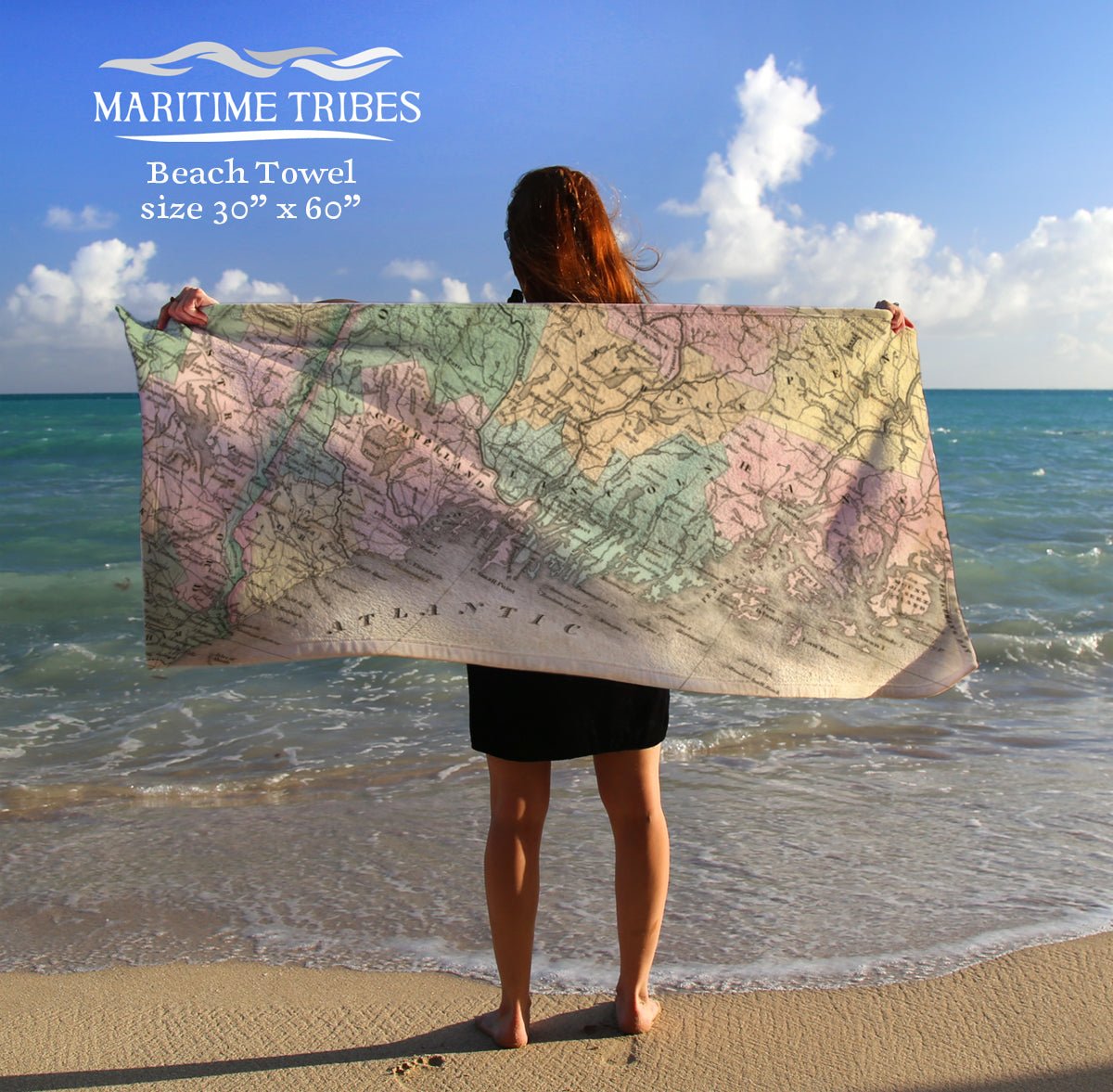 Boothbay Harbor Antique Map Quick Dry Towel - Maritime Tribes USATowel