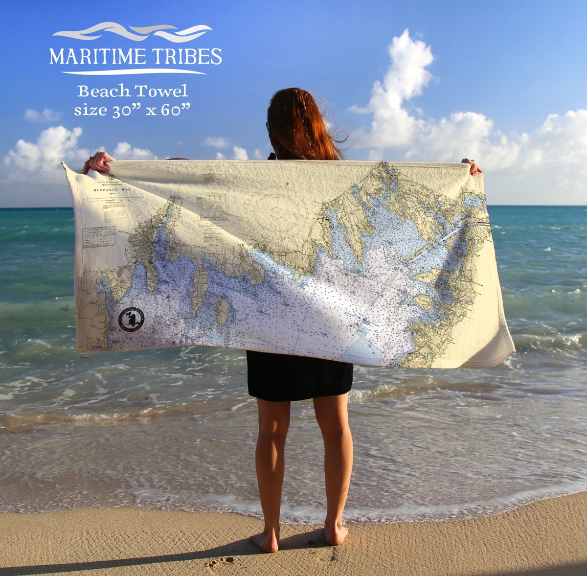 Buzzards Bay Vintage Nautical Chart Quick Dry Towel - Maritime Tribes USATowel