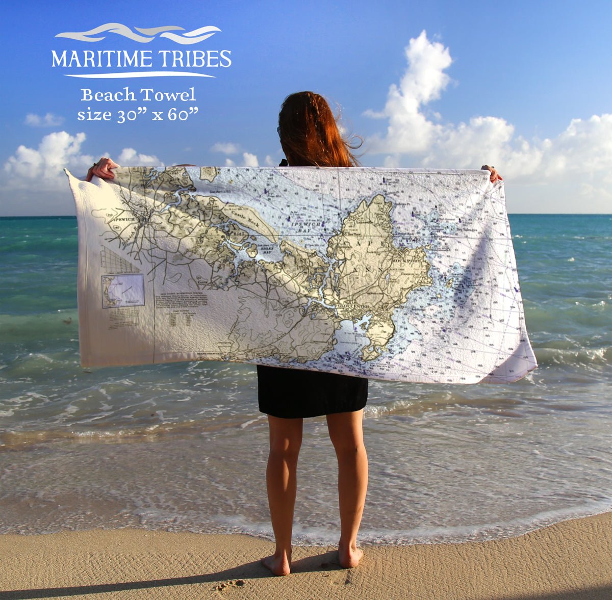 Cape Ann MA - Vintage Nautical Chart Quick Dry Towel - Maritime Tribes USATowel