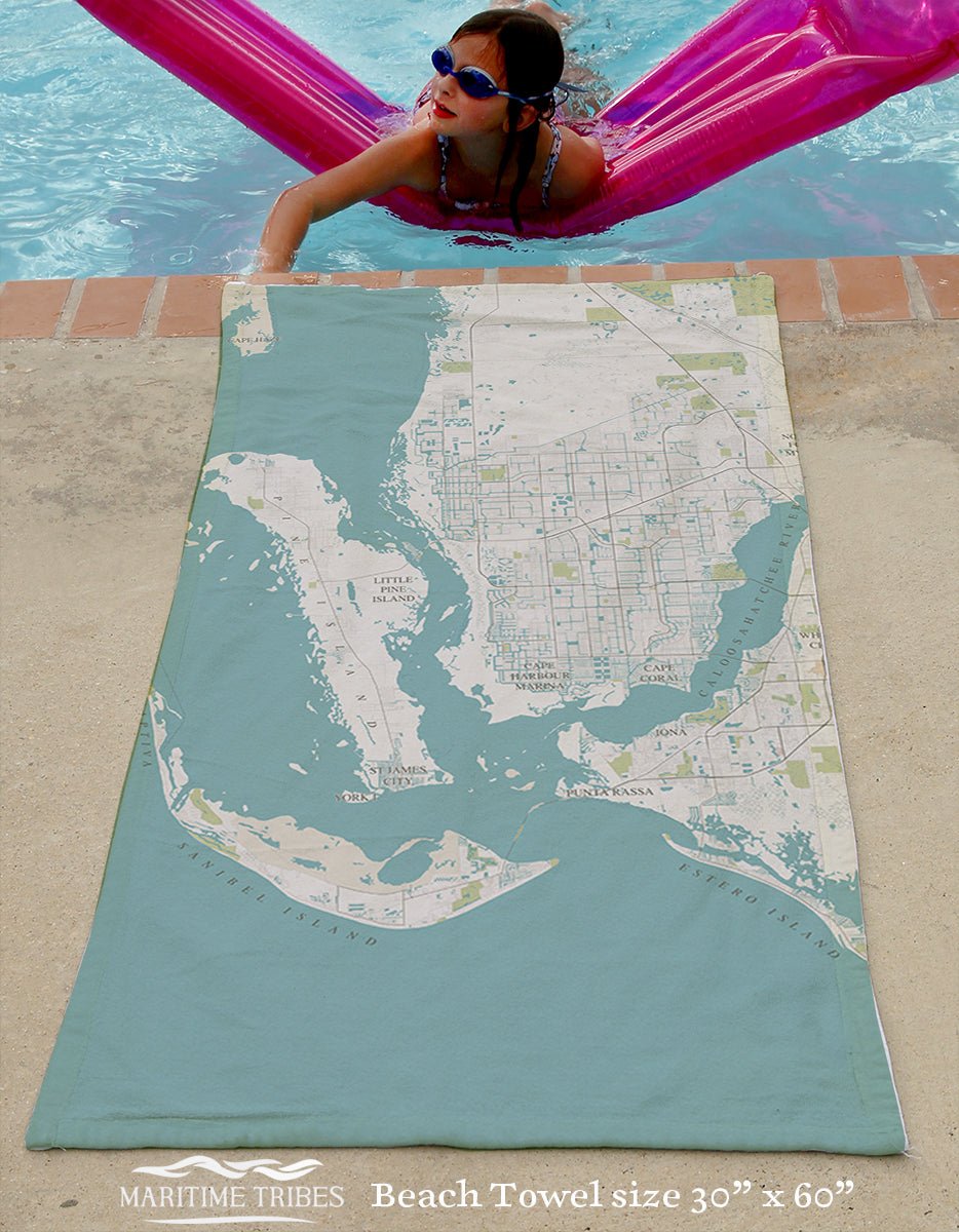 Cape Coral & Cape Harbour Marina Sea Glass Quick Dry Towel - Maritime Tribes USATowel