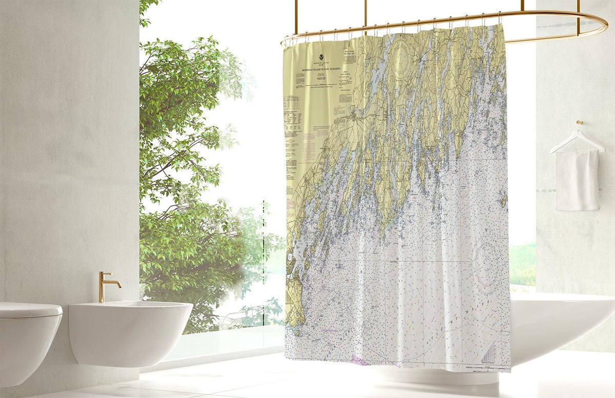 Cape Elizabeth to Monhegan Island, ME Nautical Chart Shower Curtain - Maritime Tribes USAShower Curtain