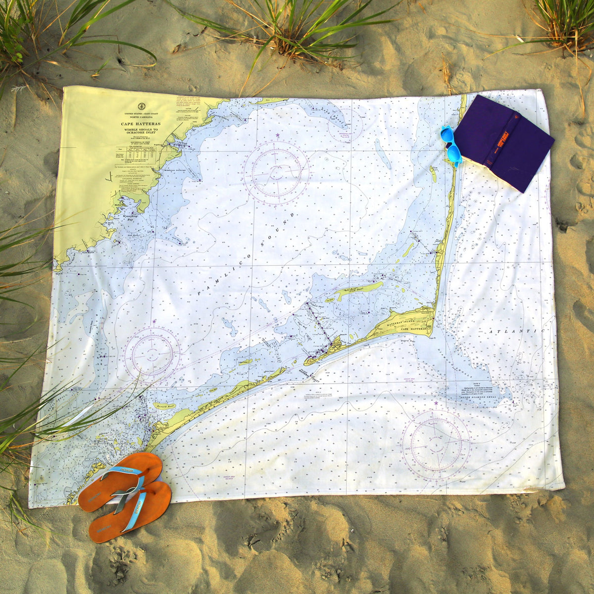 Cape Hatteras NC Nautical Chart Blanket - Maritime Tribes USABlanket