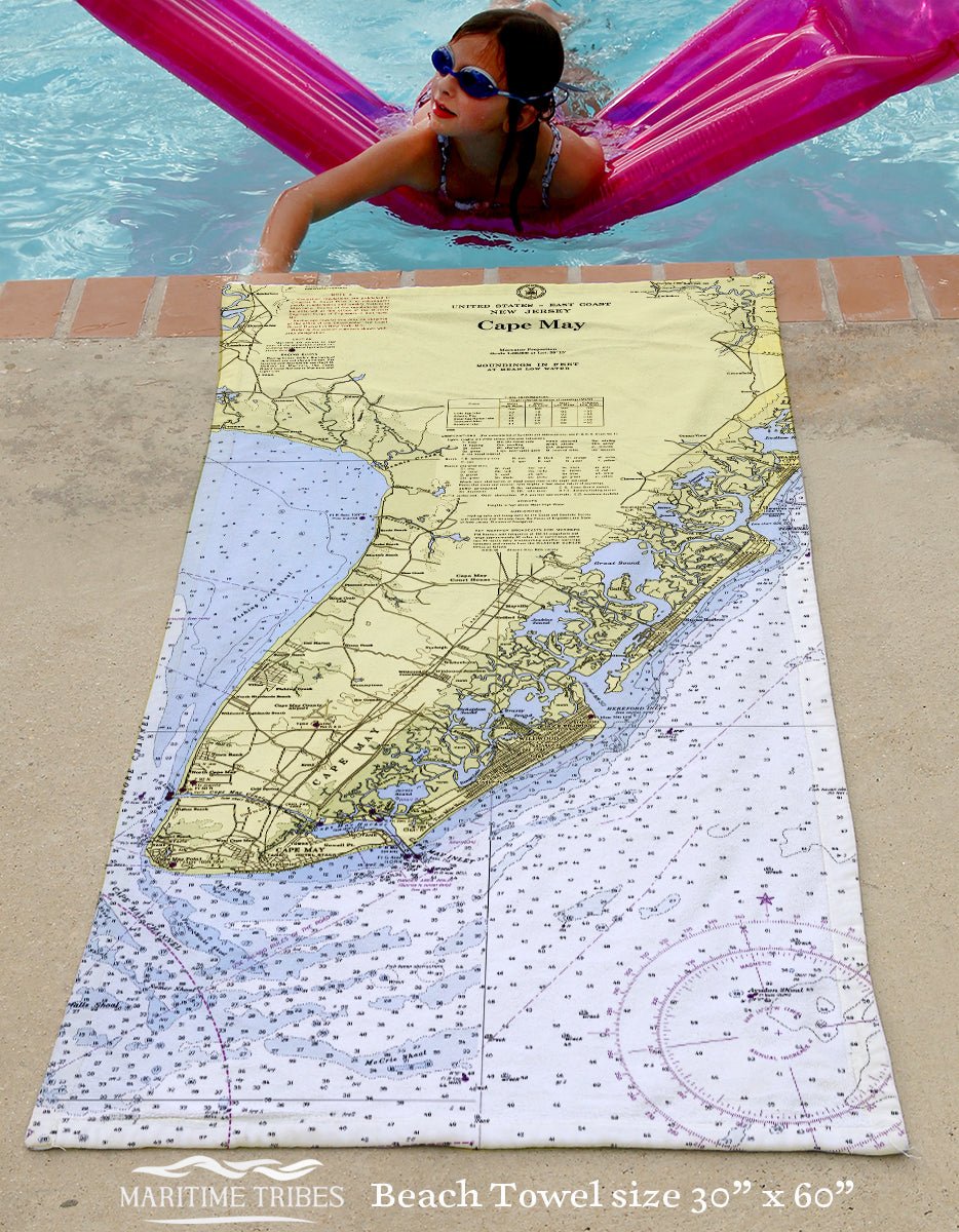 Cape May Chart Towel Quick Dry Towel - Maritime Tribes USATowel