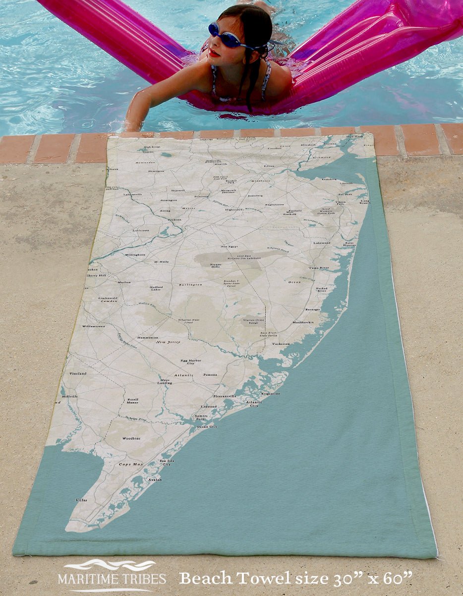 Cape May to Cranford Sea Glass Quick Dry Towel - Maritime Tribes USATowel