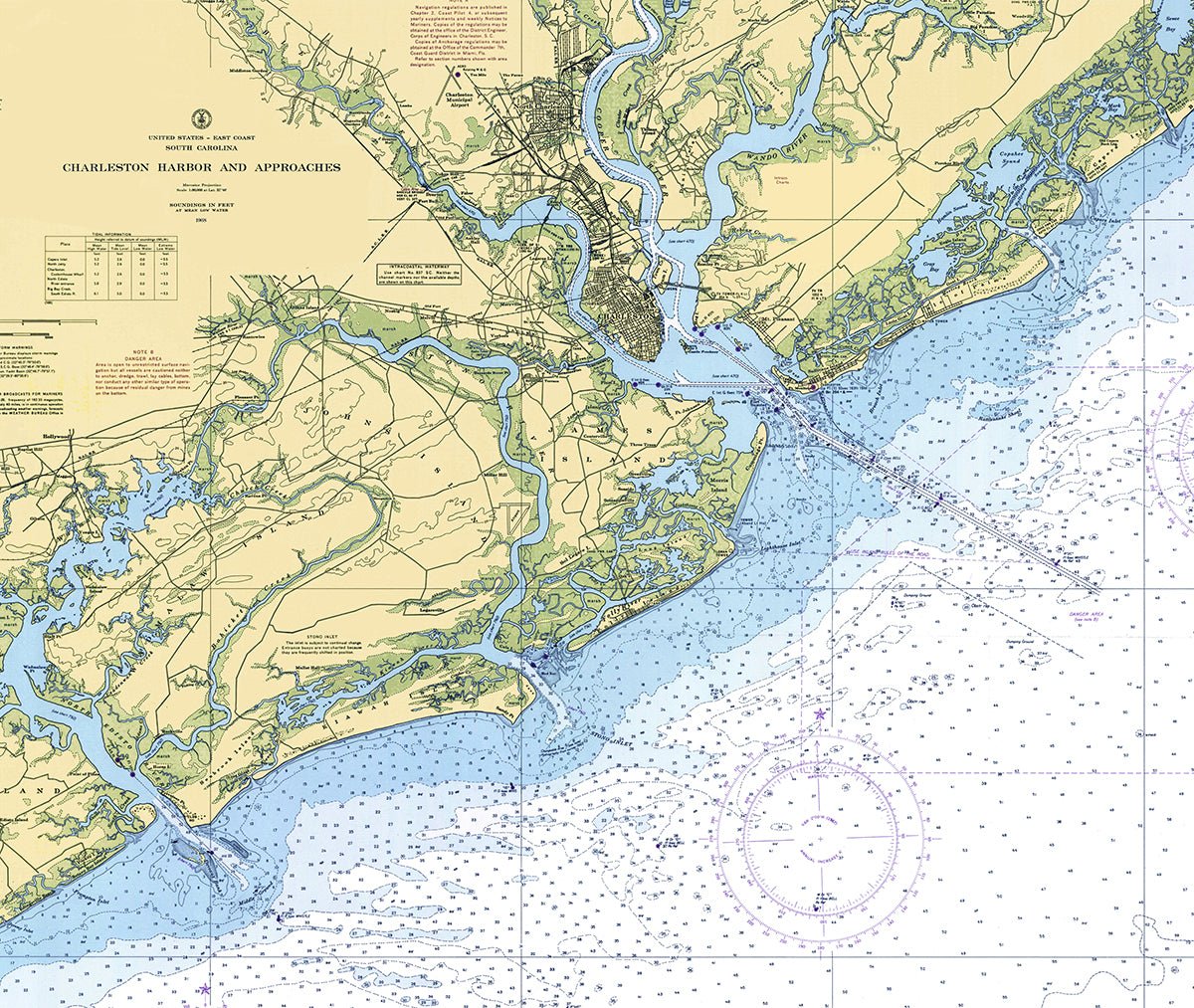 Charleston Chart Shower Curtain - Maritime Tribes USAShower Curtain