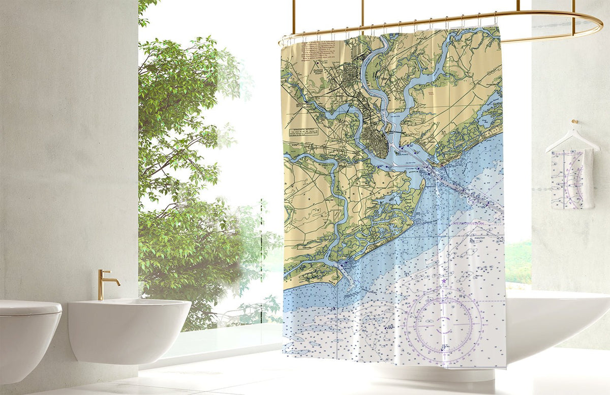 Charleston Chart Shower Curtain - Maritime Tribes USAShower Curtain