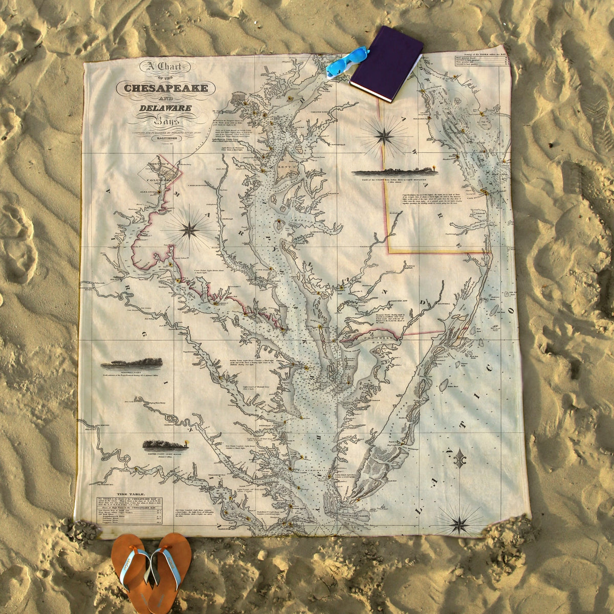 Chesapeake Bay Antique Map Blanket - Maritime Tribes USABlanket
