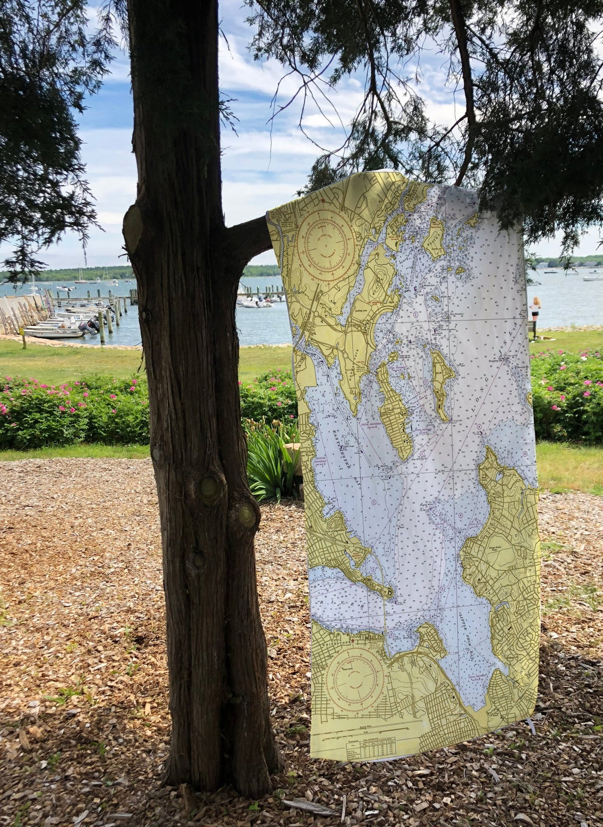 City Island w/ Pelham, NY Nautical Chart Quick Dry Towel - Maritime Tribes USATowel