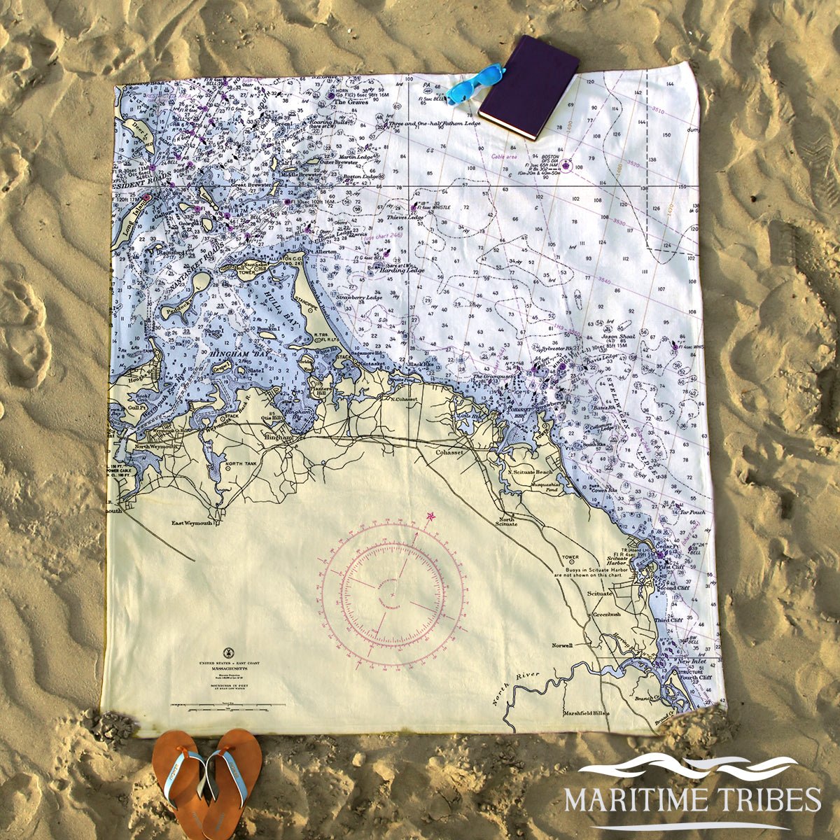 Cohasset, MA Nautical Chart Blanket - Maritime Tribes USABlanket