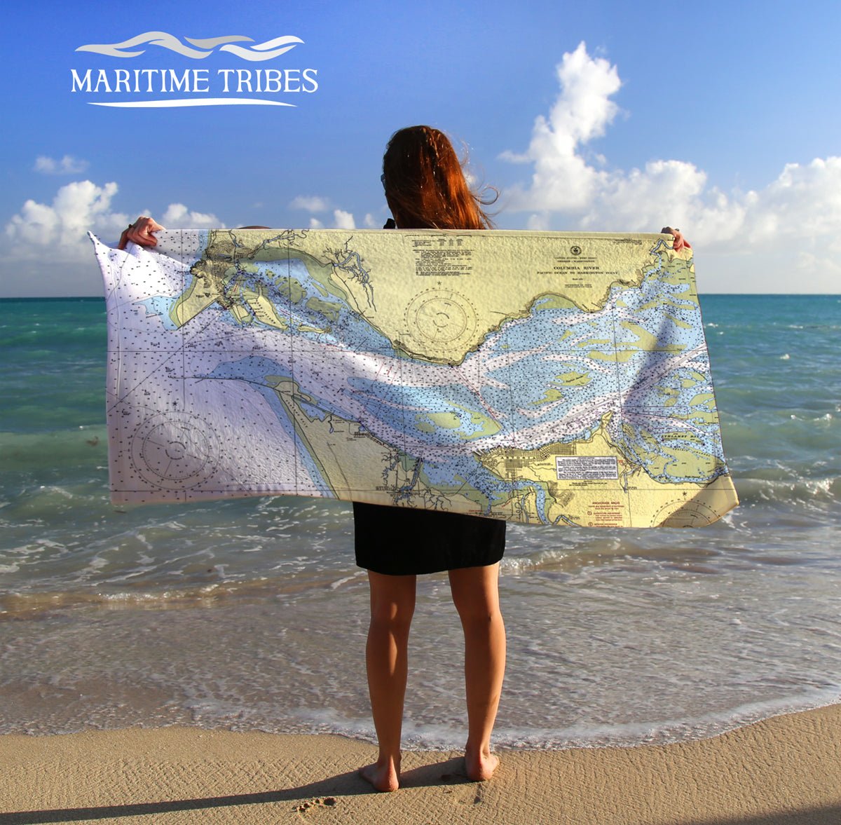 Columbia River, Oregon - Washington Nautical Chart Quick Dry Towel - Maritime Tribes USATowel