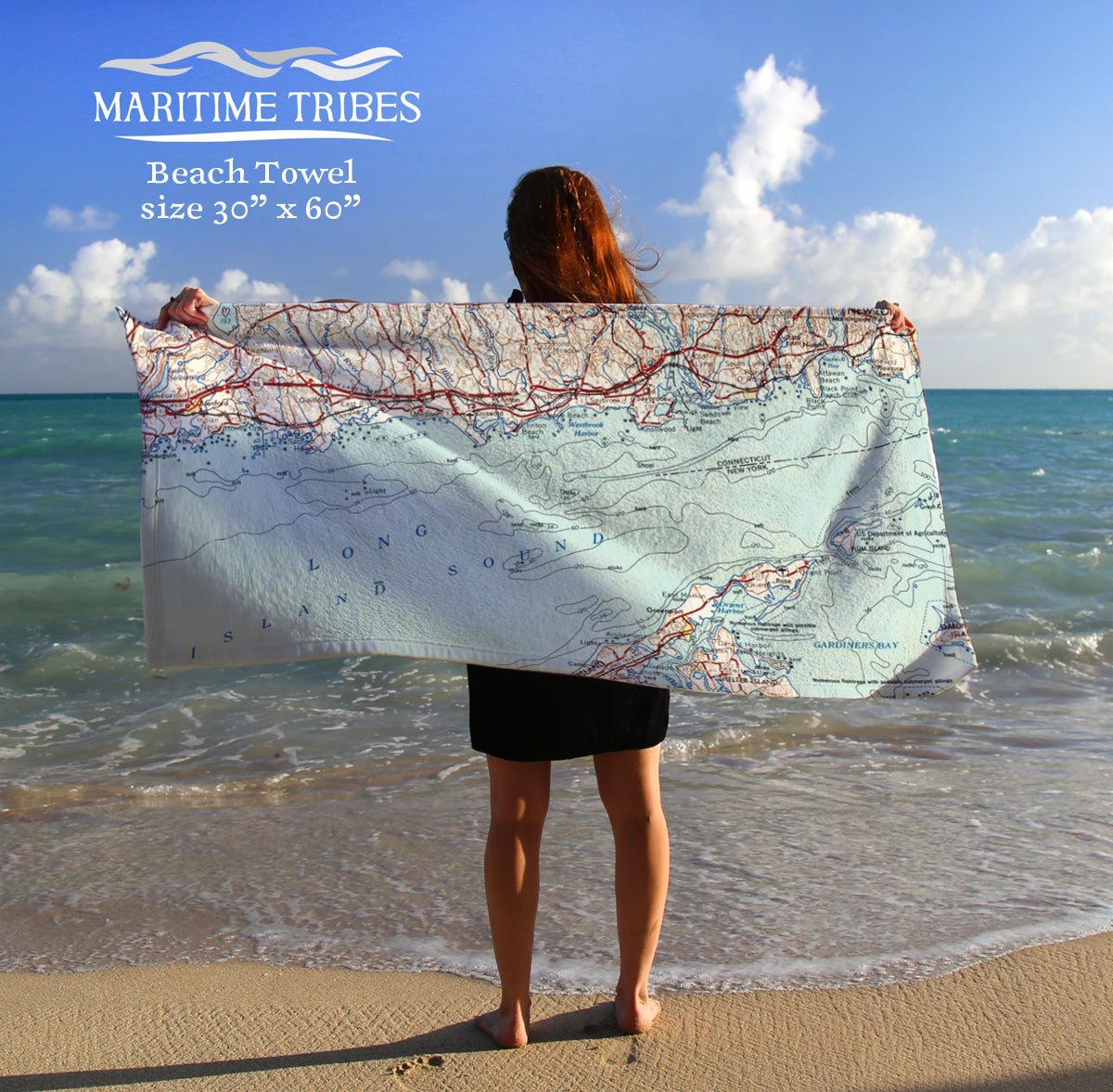 CT Coastal vintage topo map Quick Dry Towel - Maritime Tribes USATowel