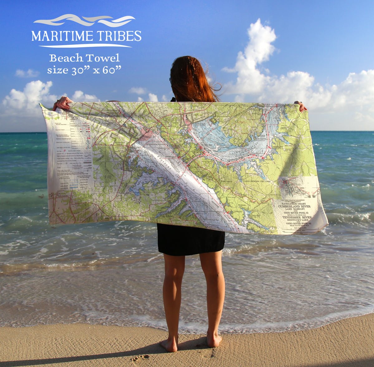 Cumberland River, Lake Barkley, KY- Navigation chart Quick Dry Towel - Maritime Tribes USATowel