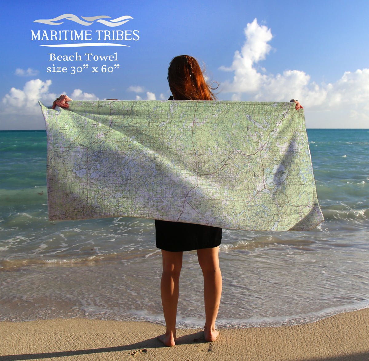 Danbury to Hayward, WI Topo Map Quick Dry Towel - Maritime Tribes USATowel