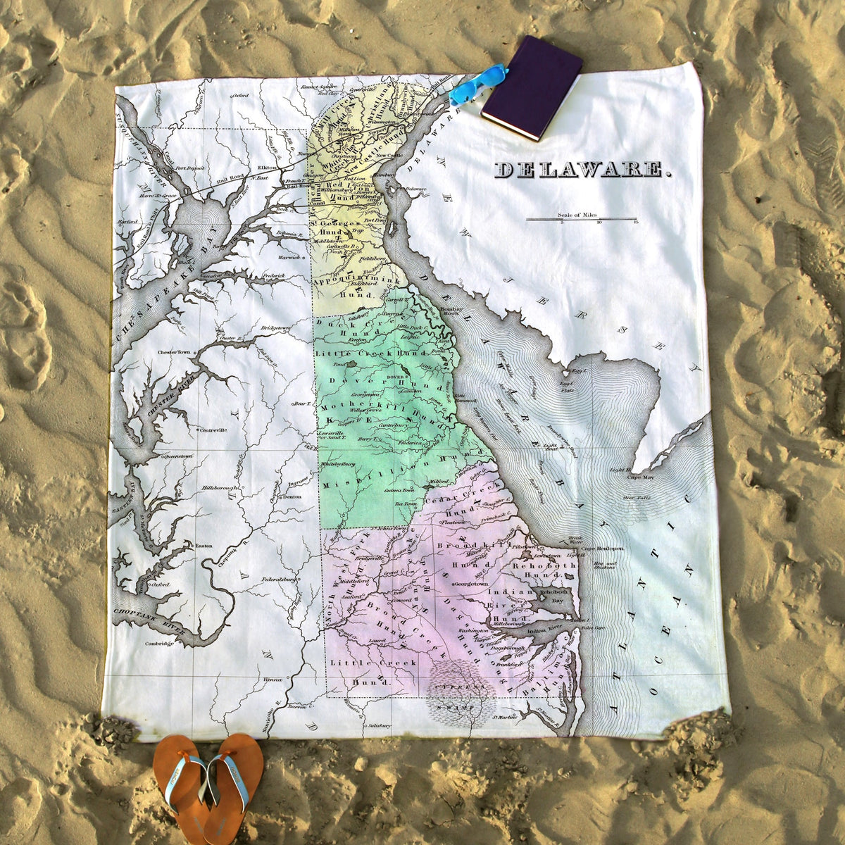 Delaware State Vintage Map Blanket - Maritime Tribes USABlanket