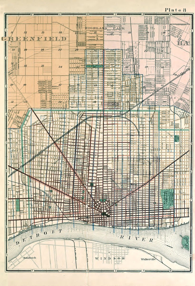 Detroit Vintage Map Scroll - Maritime Tribes USAScroll