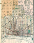 Detroit Vintage Map Scroll - Maritime Tribes USAScroll