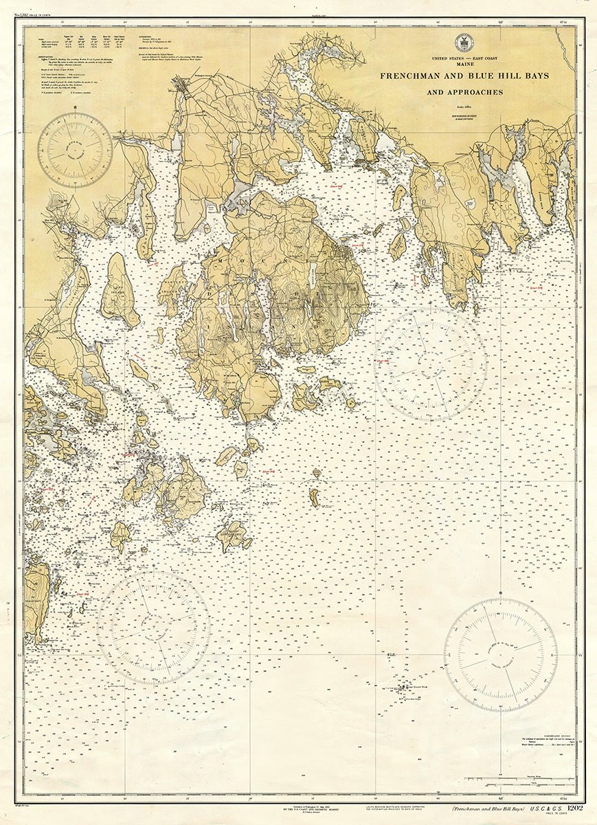 Frenchman & Blue Hill Bays, ME - Mount Desert Island - Chart Scroll - Maritime Tribes USAScroll