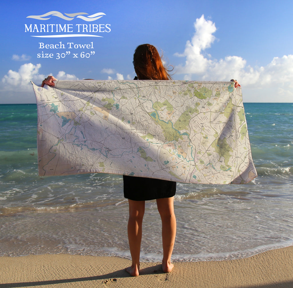 Needham MA topo map Quick Dry Towel