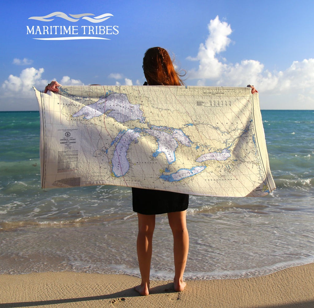 Great Lakes Nautical Chart (all lakes) - Maritime Tribes USATowel